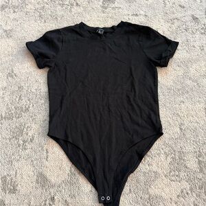 Black Short-Sleeve One-Piece Bodysuit